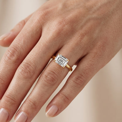 Solvang East-West Solitaire Emerald Diamond Engagement Ring in White Gold - lifestyle.jpg