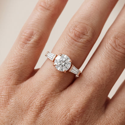 Layla Tapered Baguette Round Diamond Ring in Rose Gold - lifestyle.jpg