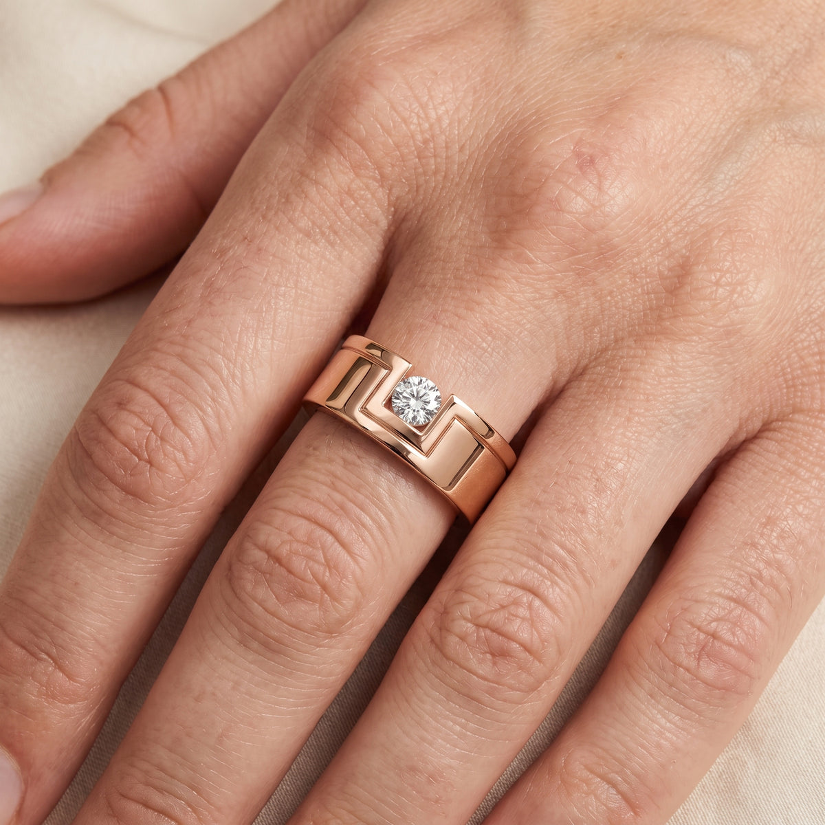 Georgina Bezel Round Diamond Wedding Band in Rose Gold - lifestyle.jpg