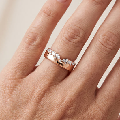 Adeline Dome Marquise & Round Diamond Wedding Band in Rose Gold - lifestyle.jpg