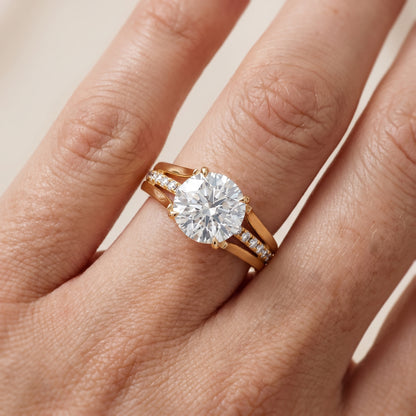 Scarlett Split Shank Pavé Round Diamond Ring in Yellow Gold - lifestyle.jpg