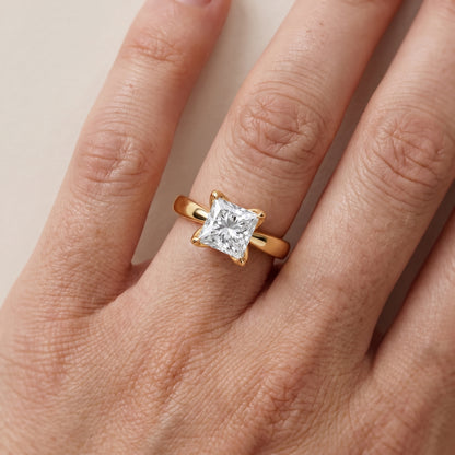 Lucia Solitaire Six-Prong Princess Diamond Engagement Ring in Yellow Gold - lifestyle.jpg