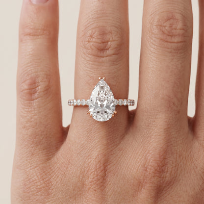 Novara Solitaire Pavé Pear Diamond Ring in Rose Gold - lifestyle.jpg