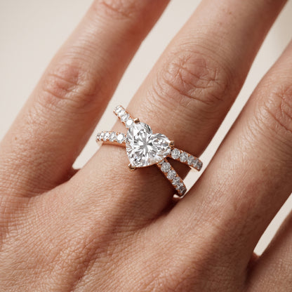Lior Criss Cross Pavé Heart Diamond Engagement Ring in Rose Gold - lifestyle.jpg