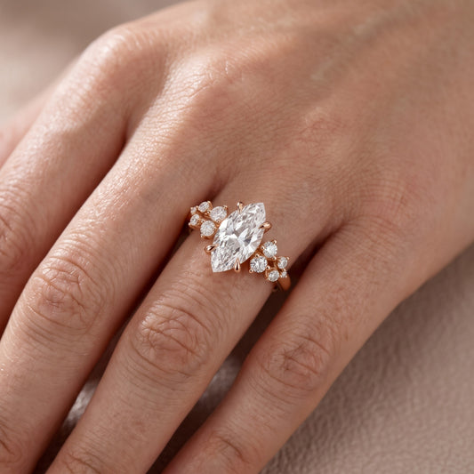 Mirabelle Cluster Marquise Diamond Engagement Ring in Rose Gold - lifestyle.jpg