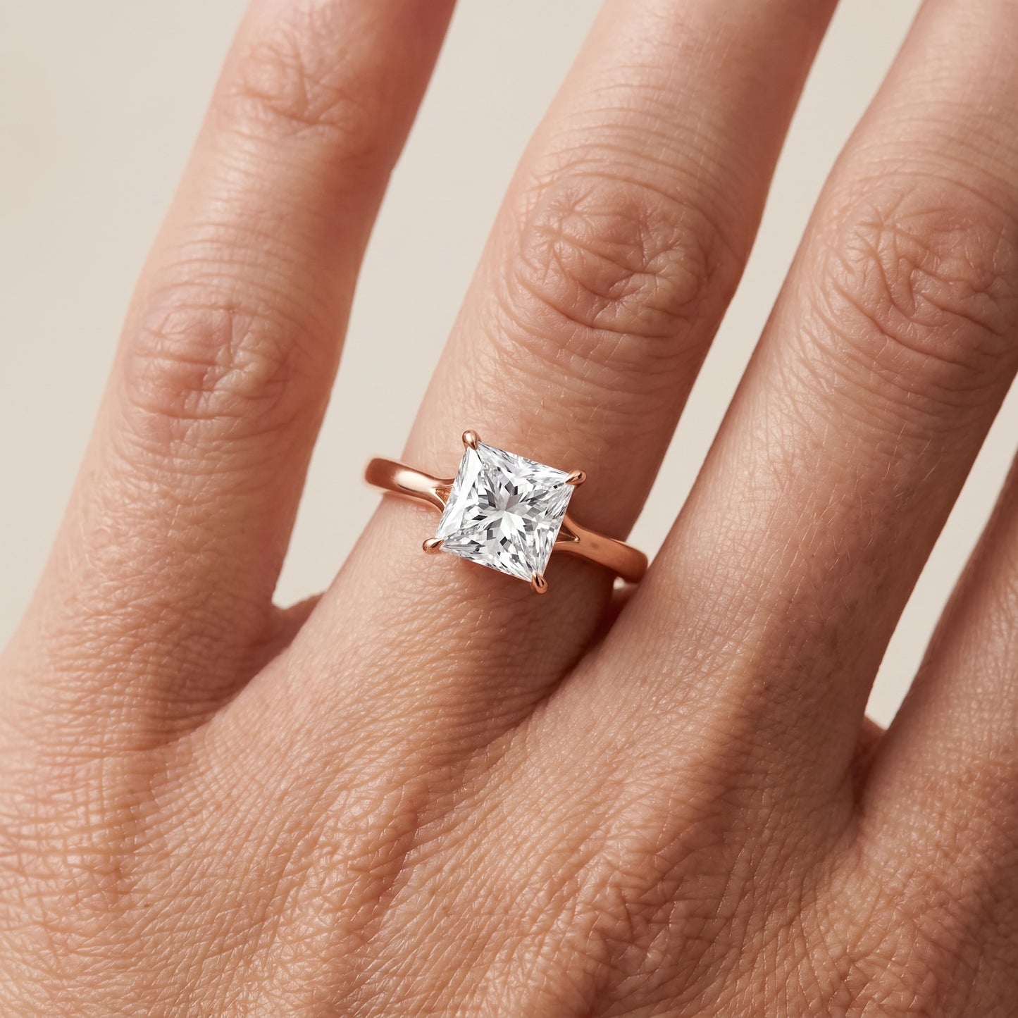Anais Trellis Solitaire Princess Diamond Engagement Ring in Rose Gold - lifestyle.jpg
