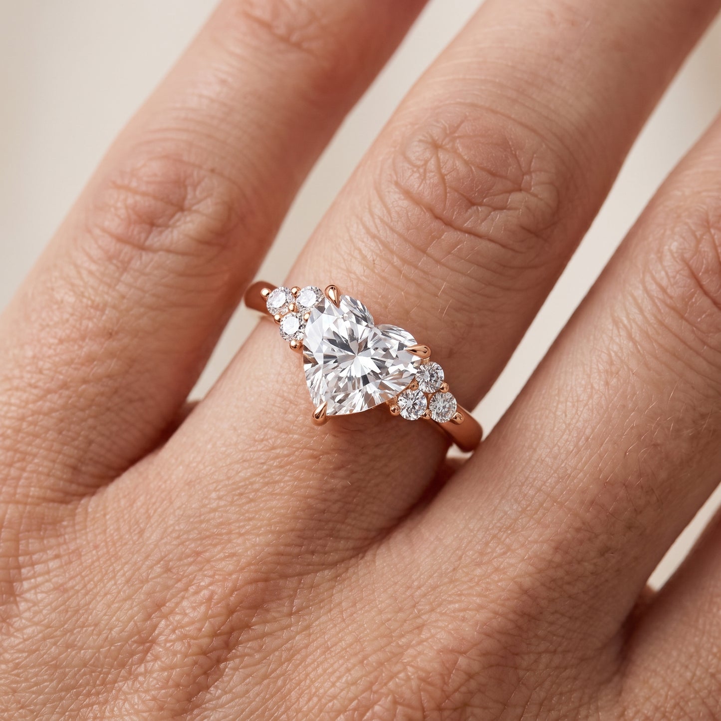 Anya Sidestone Cluster Heart Diamond Ring in Rose Gold - lifestyle.jpg