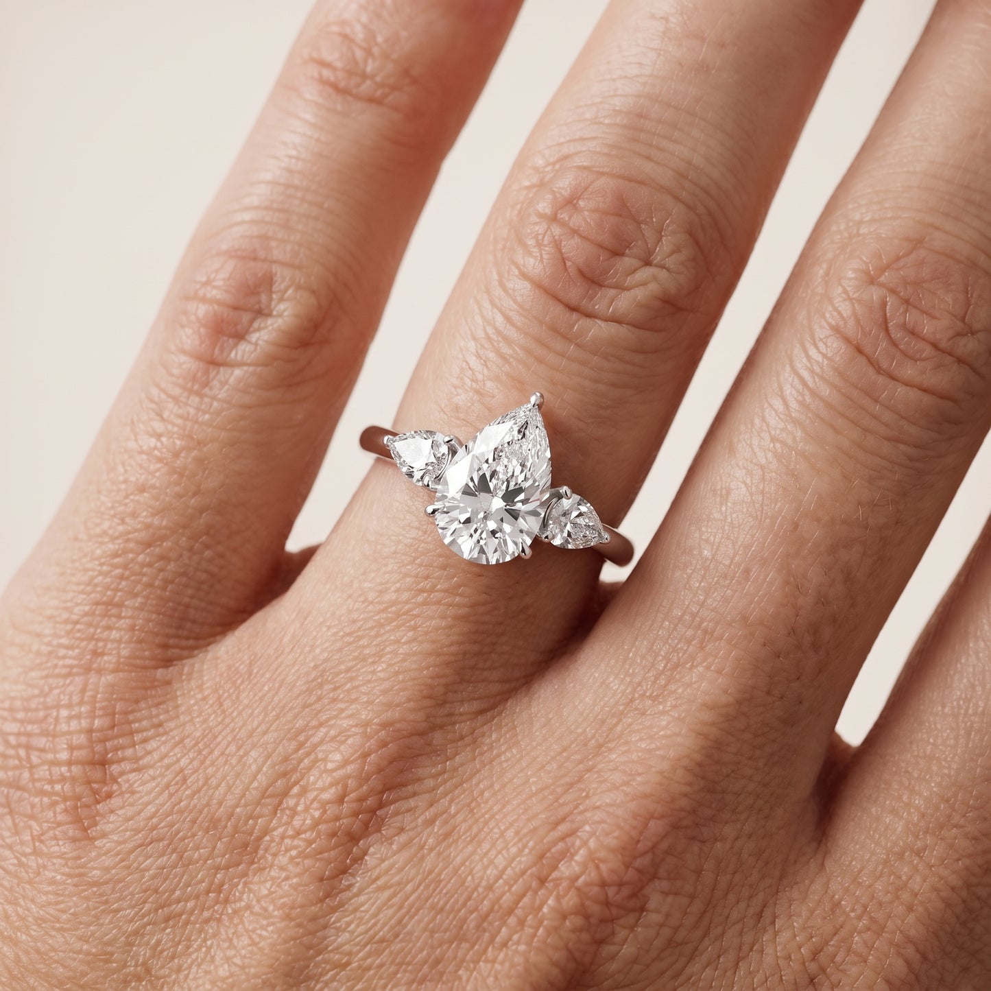 Phoebe Three-Stone Pear Diamond Ring in Silver - lifestyle.jpg