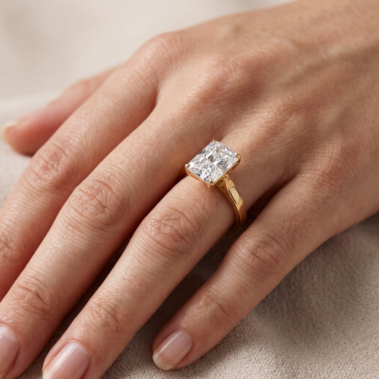 Isabella Bloom Solitaire Radiant Diamond Engagement Ring in Yellow Gold - lifestyle.jpg