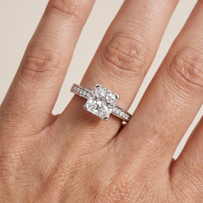 Tessa Solitaire Channel Set Radiant Diamond Engagement Ring in Platinum - lifestyle.jpg