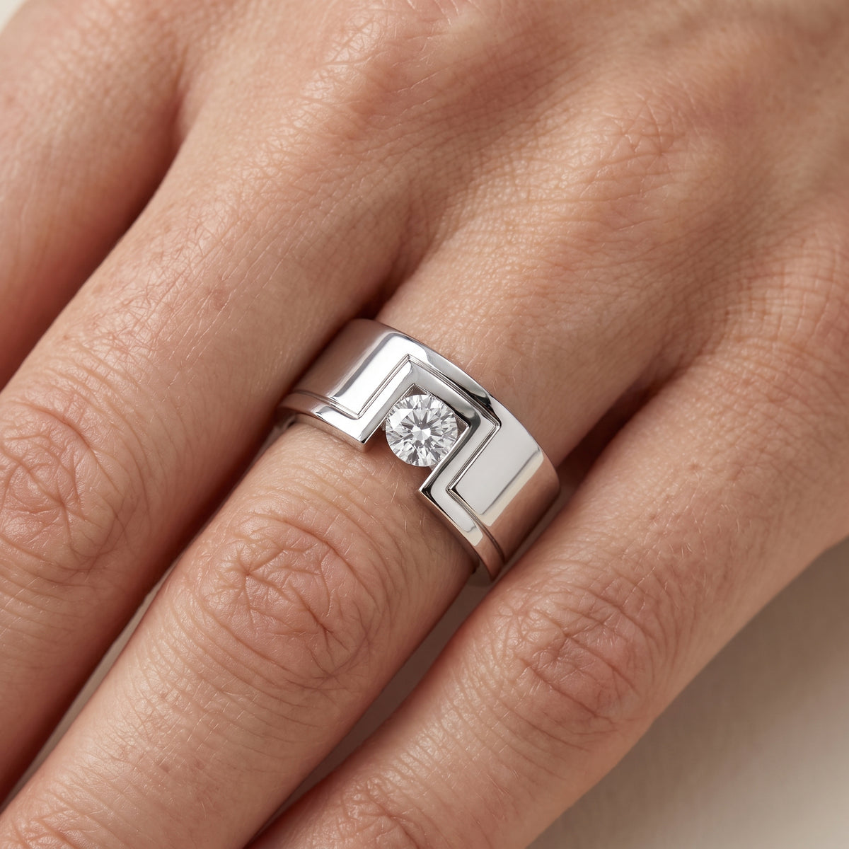 Georgina Bezel Round Diamond Wedding Band in White Gold - lifestyle.jpg