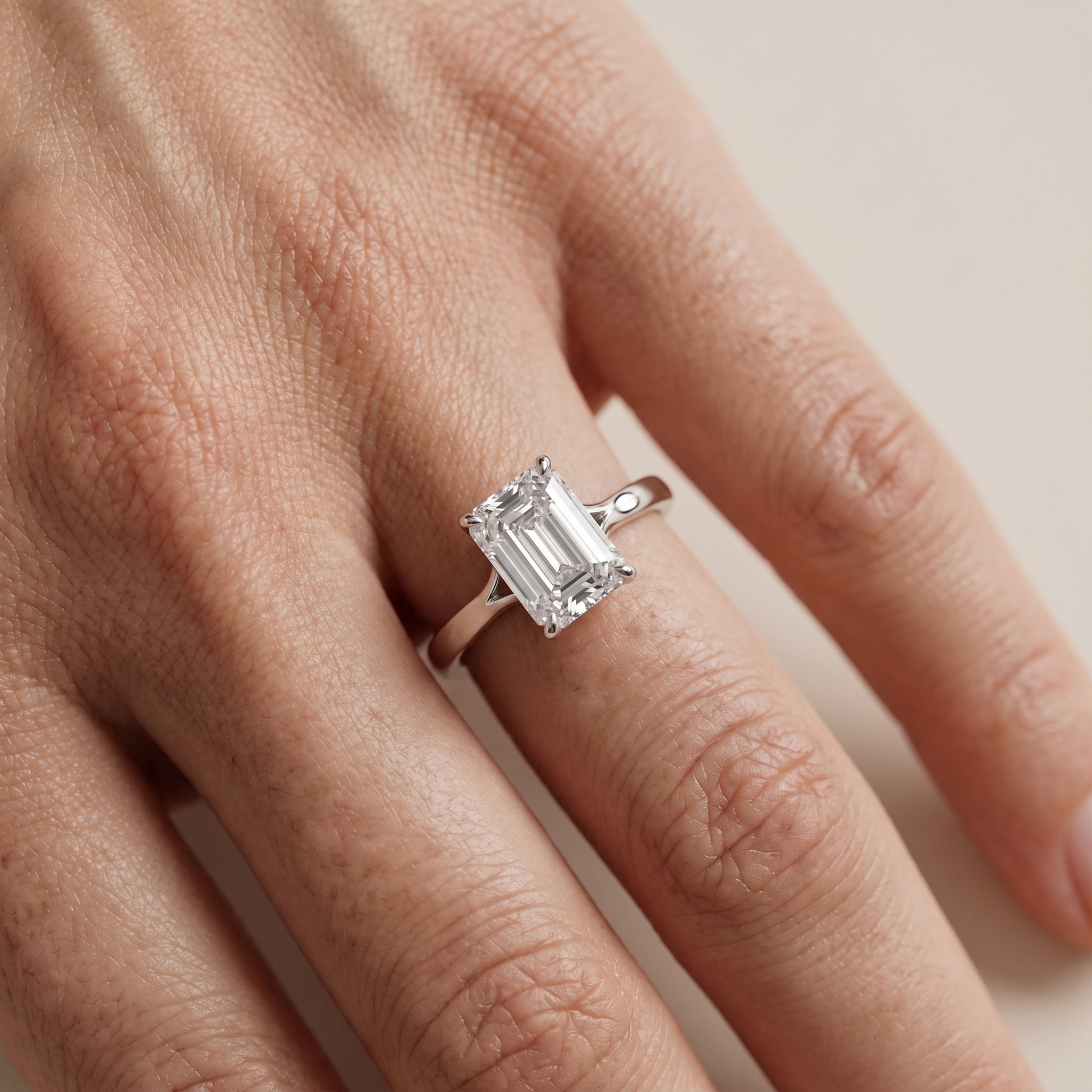 Anais Trellis Solitaire Emerald Diamond Engagement Ring in Silver - lifestyle.jpg