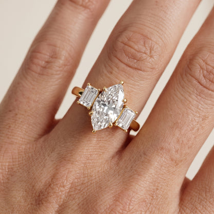Zoe Three-Stone Marquise Diamond Ring in Yellow Gold - lifestyle.jpg