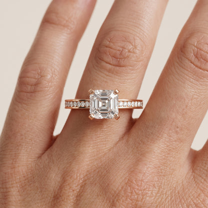 Tessa Solitaire Channel Set Asscher Diamond Engagement Ring in Rose Gold - lifestyle.jpg