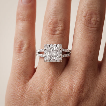 Kira Halo Split Shank Princess Diamond Engagement Ring in Platinum - lifestyle.jpg