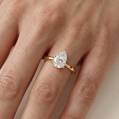 Lyla Petite Solitaire Pear Diamond Engagement Ring in Yellow Gold - lifestyle.jpg