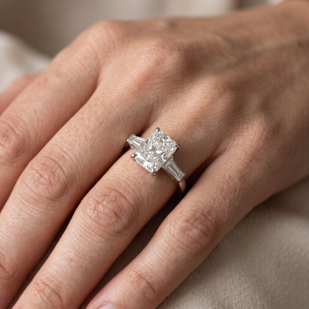 Eloise Tapered Baguette Radiant Diamond Engagement Ring in White Gold - lifestyle.jpg