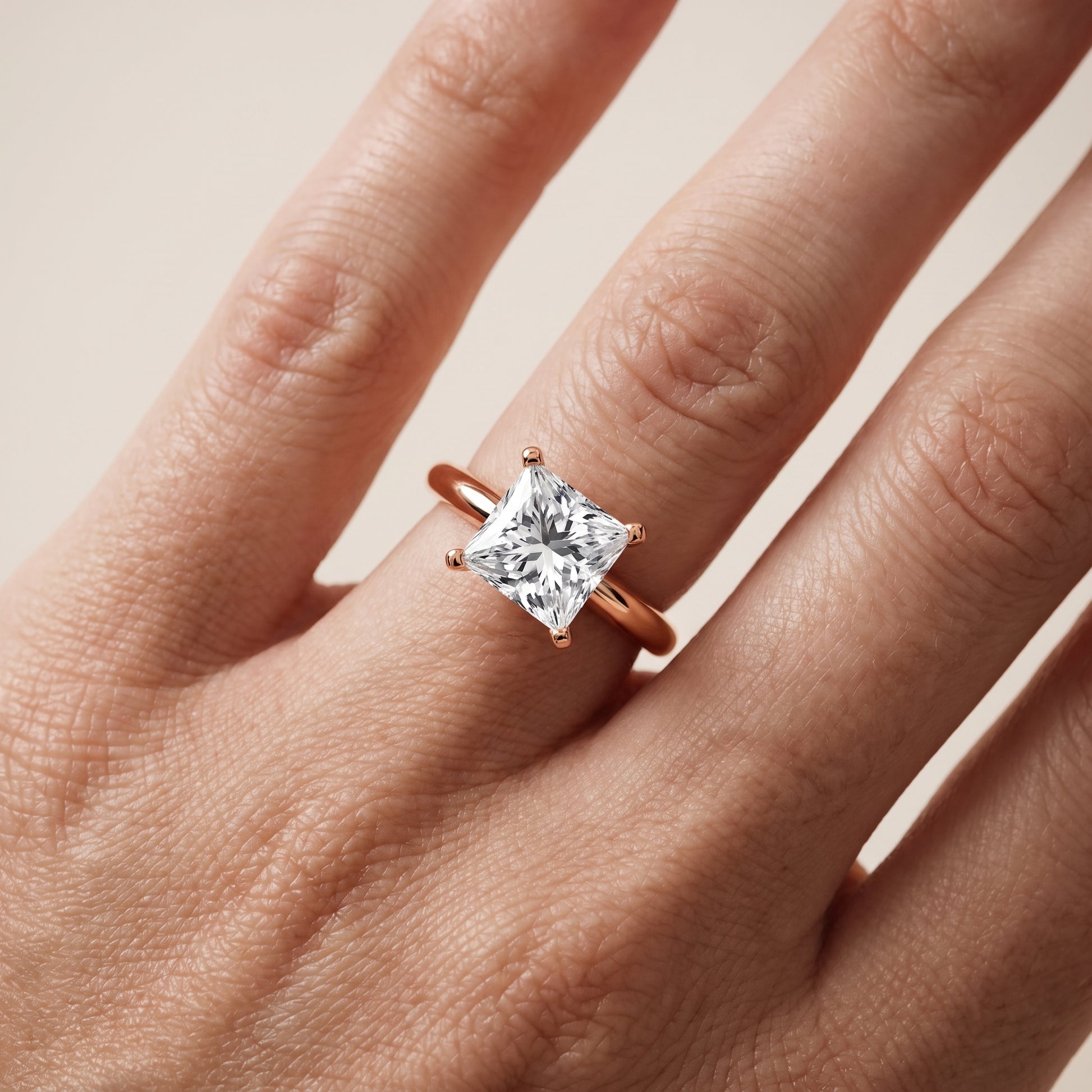 Wren Solitaire Princess Diamond Ring in Rose Gold - lifestyle.jpg