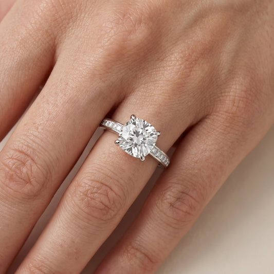 Maren Sidestone Channel Set Cushion Diamond Engagement Ring in White Gold - lifestyle.jpg