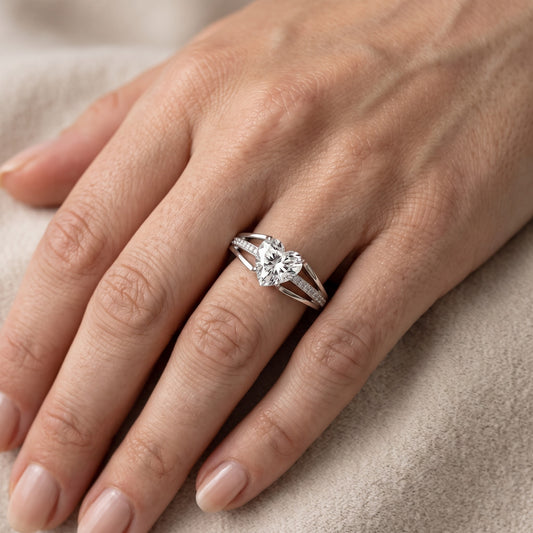 Lucinda Split Shank Heart Diamond Engagement Ring in Platinum - lifestyle.jpg