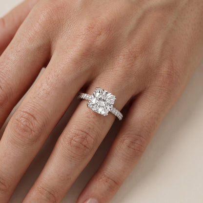 Violet Hidden Halo Pavé Cushion Diamond Ring in White Gold - lifestyle.jpg