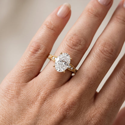 Lucette Scalloped Milgrain Oval Diamond Engagement Ring in White Gold - lifestyle.jpg