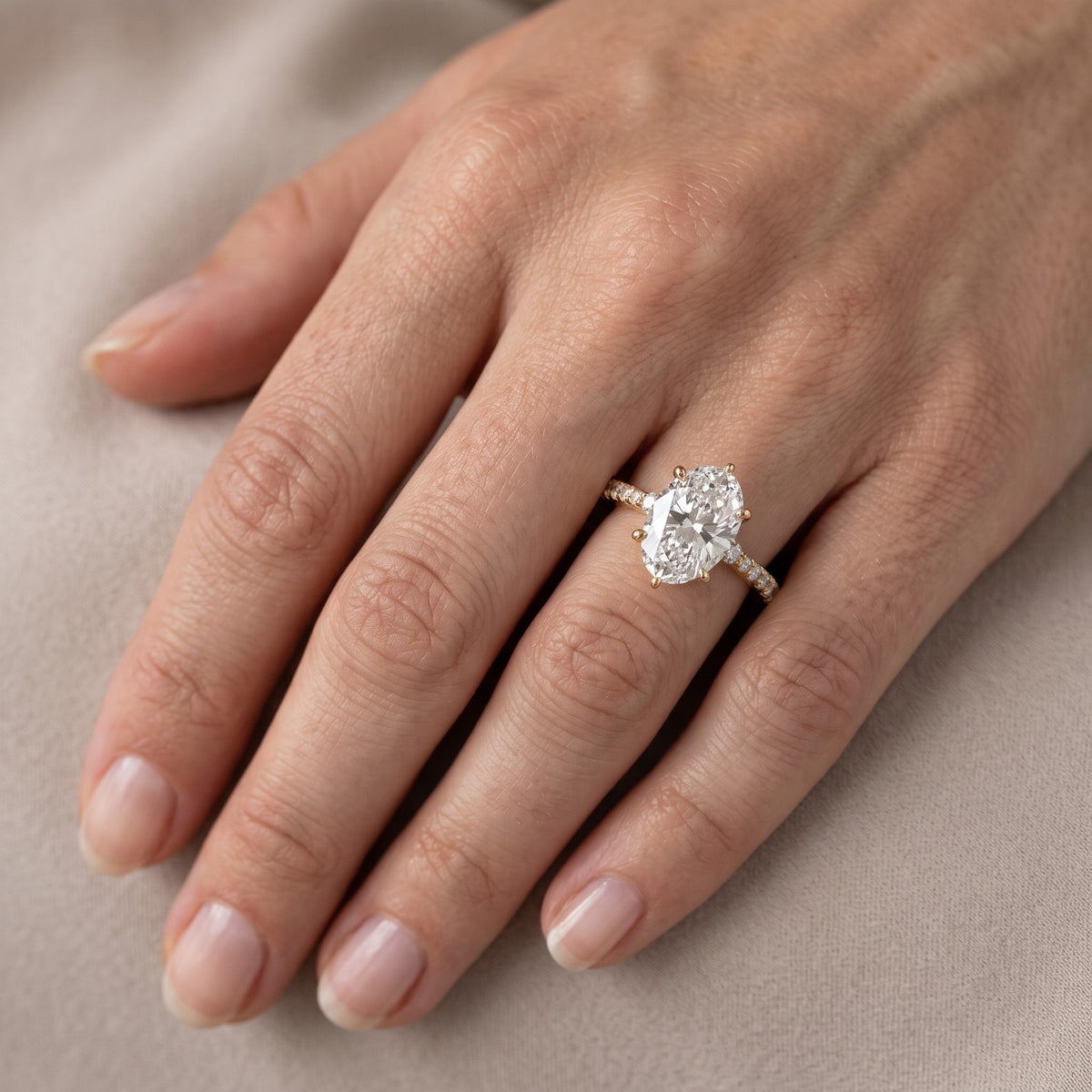 Jocelyn Crown Pavé Oval Diamond Engagement Ring in Rose Gold - lifestyle.jpg