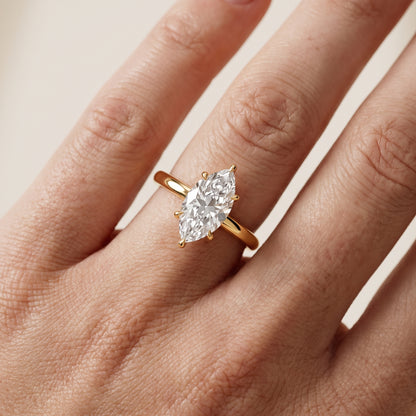 Lyla Petite Solitaire Marquise Diamond Engagement Ring in Yellow Gold - lifestyle.jpg