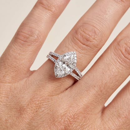 Kira Halo Split Shank Marquise Diamond Engagement Ring in White Gold - lifestyle.jpg