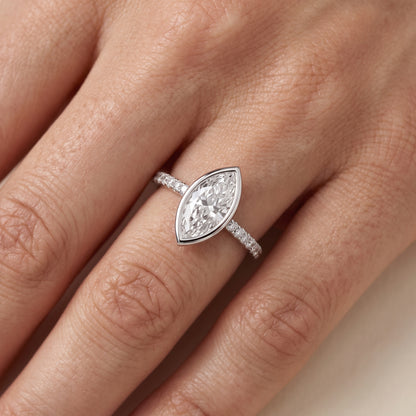 Cora Bezel Pavé Marquise Diamond Ring in Platinum - lifestyle.jpg