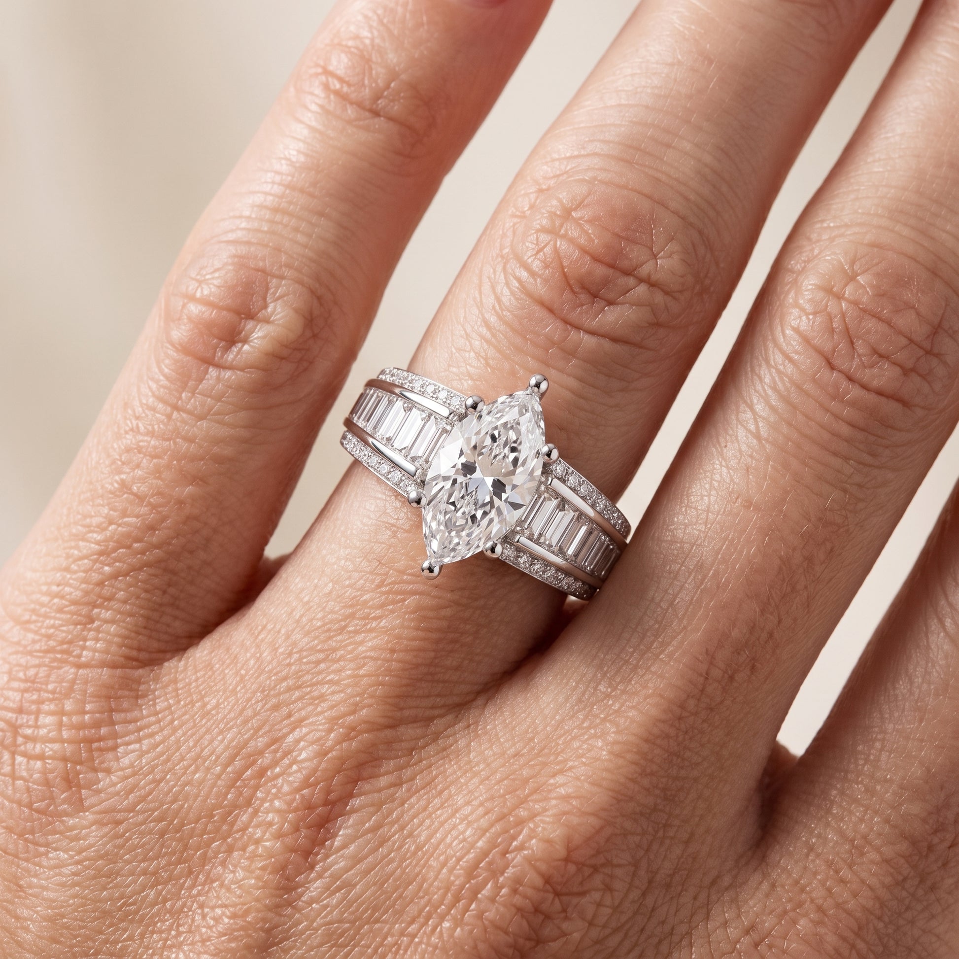 Halle Channel Set Baguette Accent Marquise Diamond Engagement Ring in Platinum - lifestyle.jpg