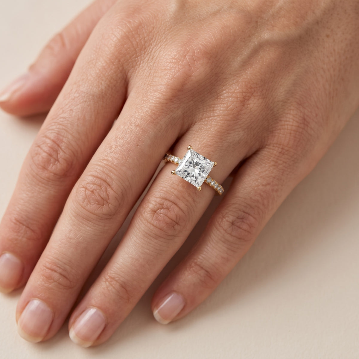 Ailsa Micropavé Princess Diamond Engagement Ring in Silver - lifestyle.jpg