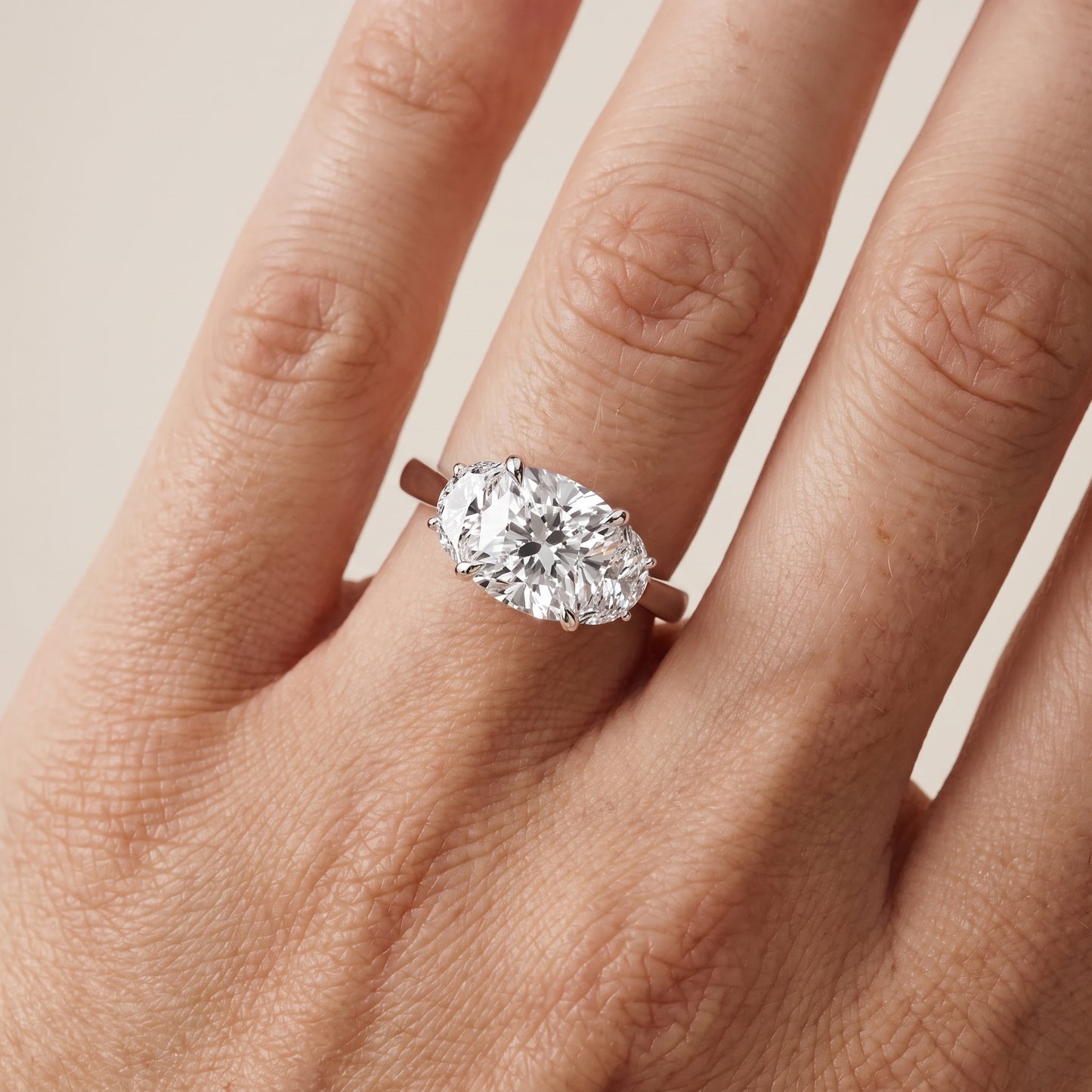 Romy Three-Stone Cushion Diamond Engagement Ring in Silver - lifestyle.jpg