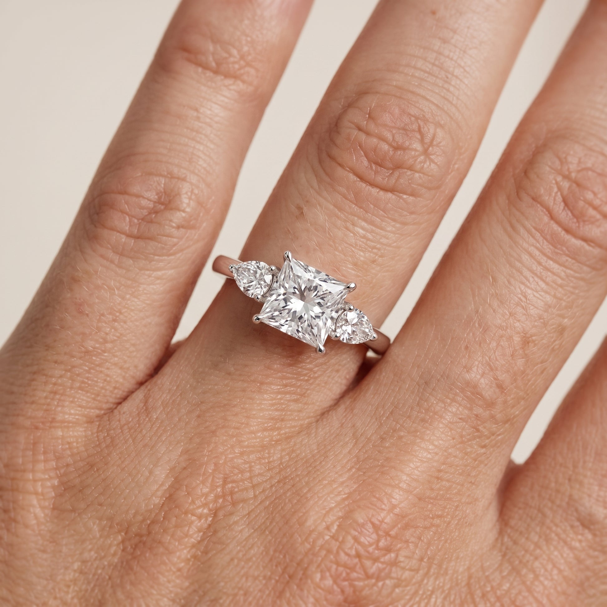 Phoebe Three-Stone Princess Diamond Ring in Silver - lifestyle.jpg