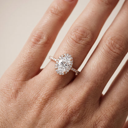 Sophie Halo Pavé Oval Diamond Ring in Rose Gold - lifestyle.jpg