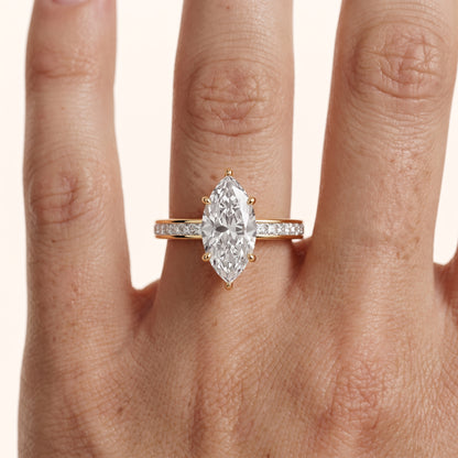 Brielle Channel Set Solitaire Marquise Diamond Ring in Yellow Gold - lifestyle.jpg