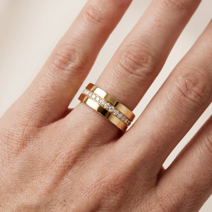 Lillian Micropavé Round Diamond Eternity Band in Yellow Gold - lifestyle.jpg