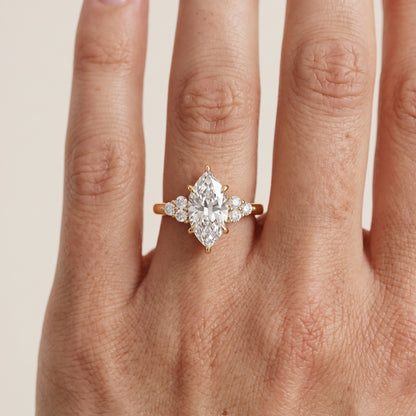 Anya Sidestone Cluster Marquise Diamond Ring in Yellow Gold - lifestyle.jpg