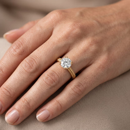 Lacey Rope Solitaire Round Diamond Engagement Ring in Rose Gold - lifestyle.jpg