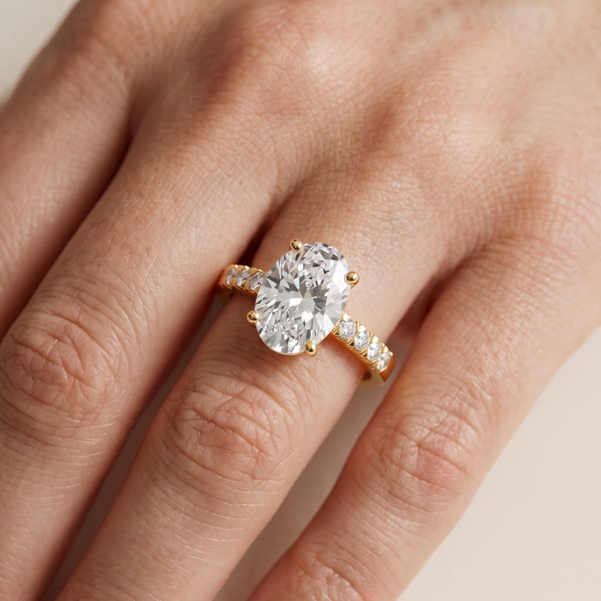 Jessie French Pavé Oval Diamond Engagement Ring in Yellow Gold - lifestyle.jpg