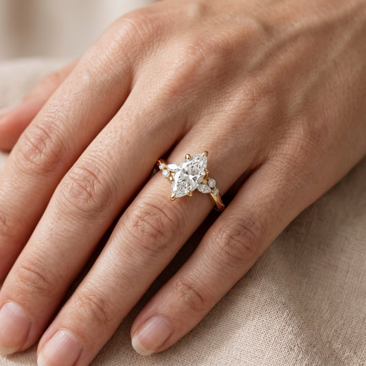 Joanna Milgrain Twist Marquise Diamond Engagement Ring in Yellow Gold - lifestyle.jpg