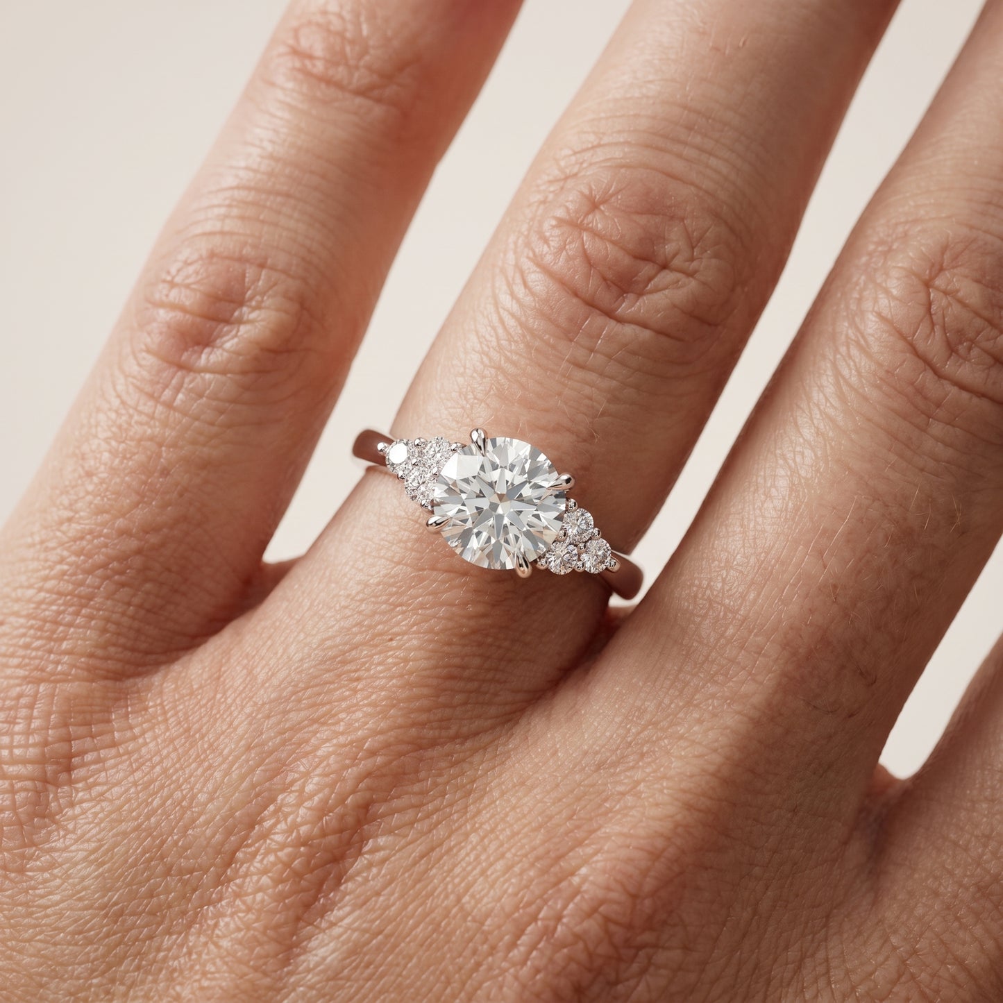 Anya Sidestone Cluster Round Diamond Ring in Platinum - lifestyle.jpg