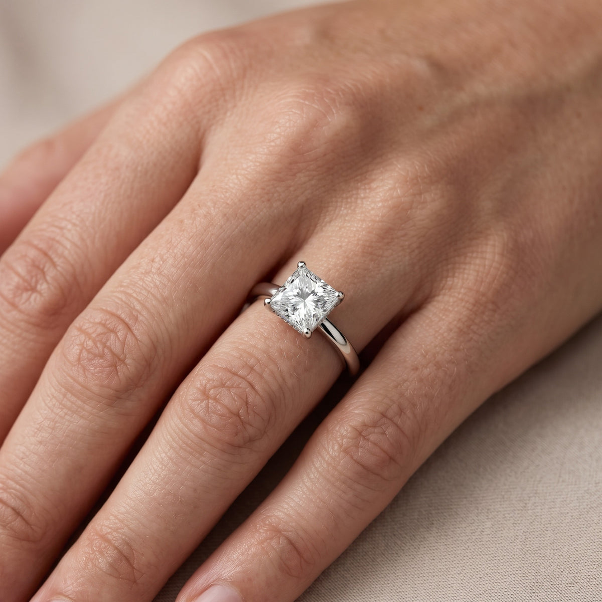 Charlotte Charm Solitaire Princess Diamond Engagement Ring in White Gold - lifestyle.jpg
