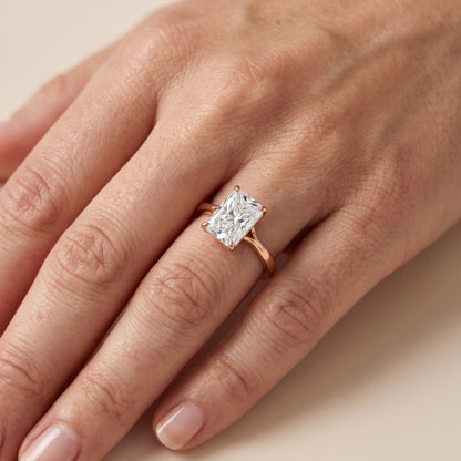 Evangeline Trellis Solitaire Radiant Diamond Engagement Ring in Rose Gold - lifestyle.jpg