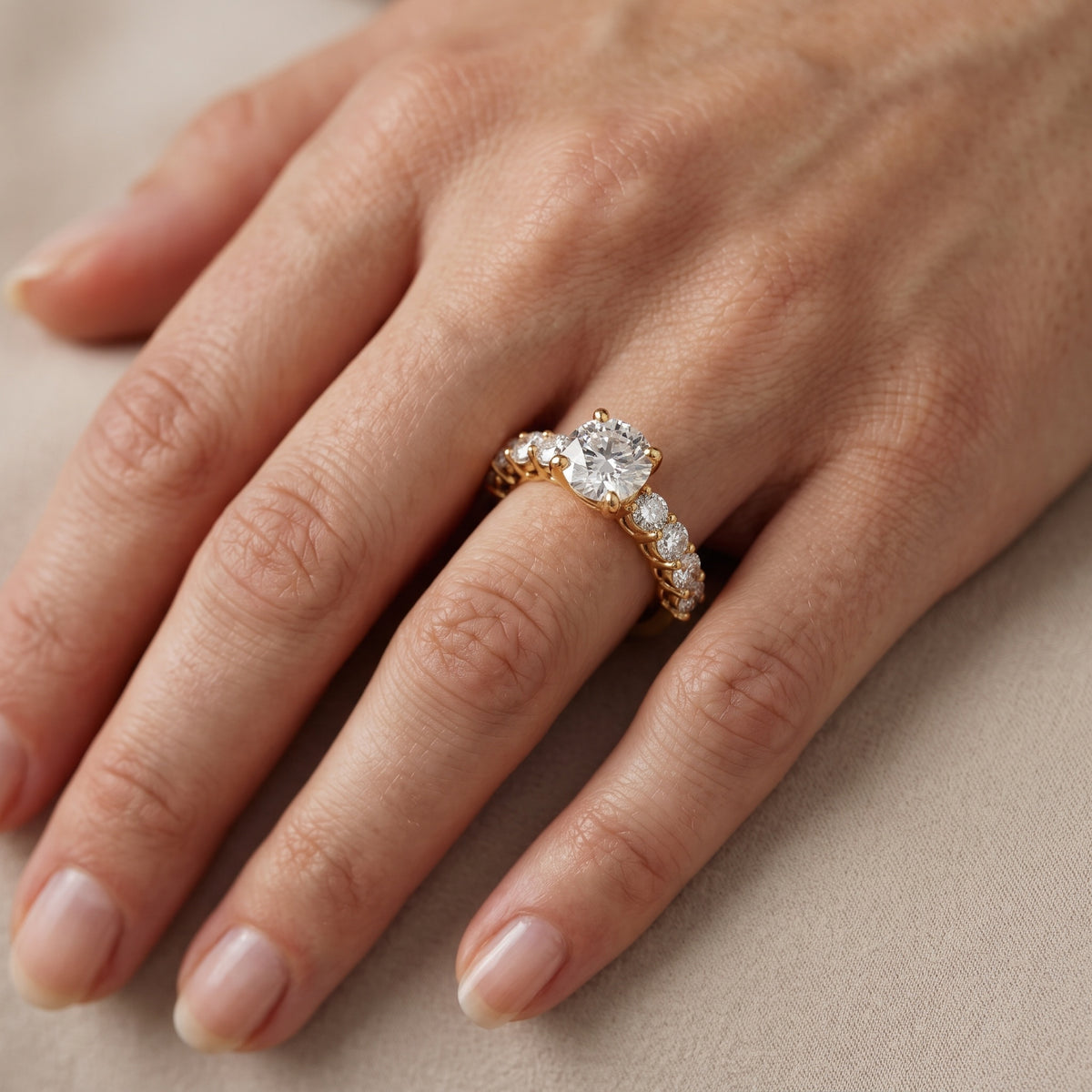 Sterling Statement Pavé Round Diamond Engagement Ring in Platinum - lifestyle.jpg