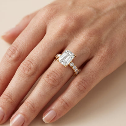 Alix Statement Pavé Emerald Diamond Engagement Ring in Silver - lifestyle.jpg