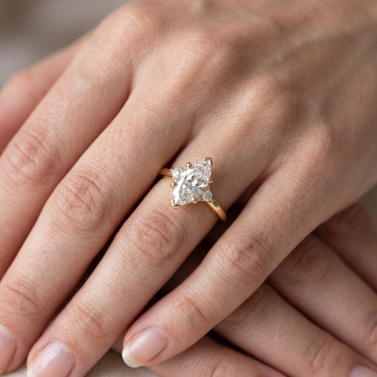 Wynne Cluster Marquise Diamond Engagement Ring in Silver - lifestyle.jpg