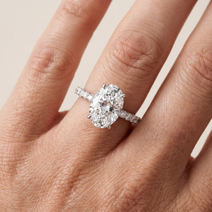 Aisha Pavé Solitaire Oval Diamond Engagement Ring in Silver - lifestyle.jpg