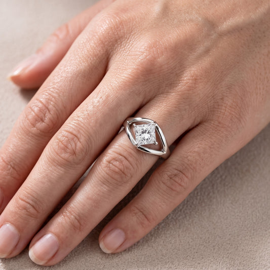Madeleine Split Shank Princess Diamond Engagement Ring in Platinum - lifestyle.jpg