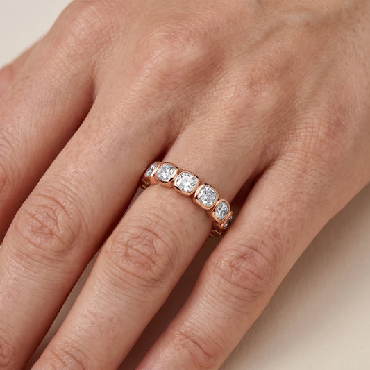 Marisa Bezel Cushion & Heart Diamond Eternity Band in Rose Gold - lifestyle.jpg